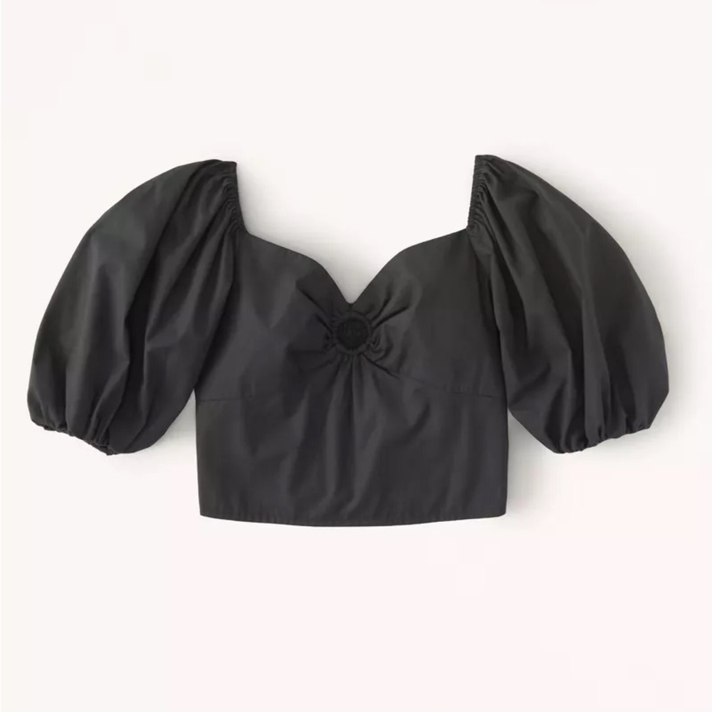 Abercrombie & Fitch Poplin O-Ring Puff Sleeve Top